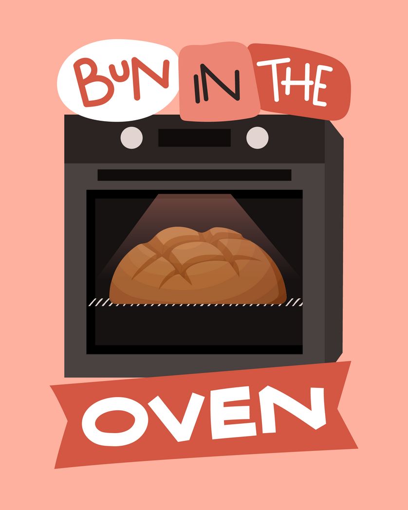 Card design "bun in the oven"