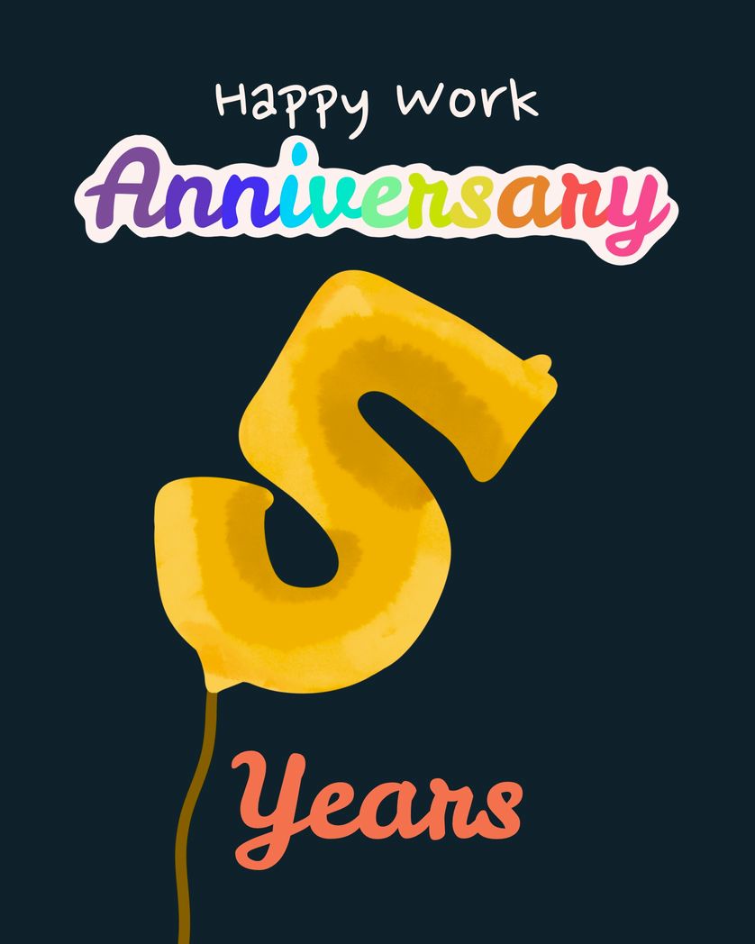 Card design "Happy work anniversary - 5 years"