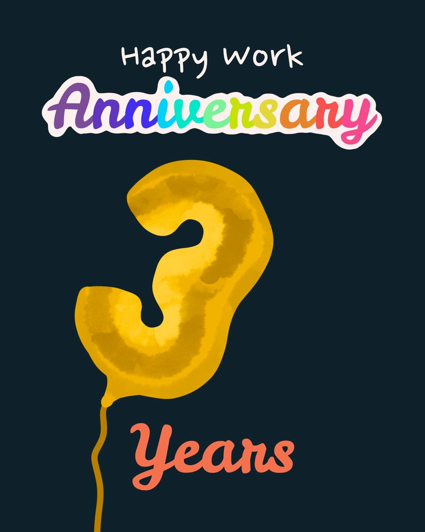 Card design "Happy work anniversary - 3 years"