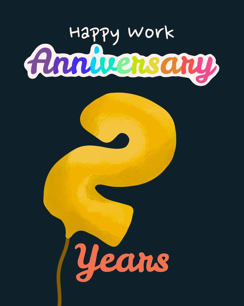 Card design "Happy work anniversary - 2 years"