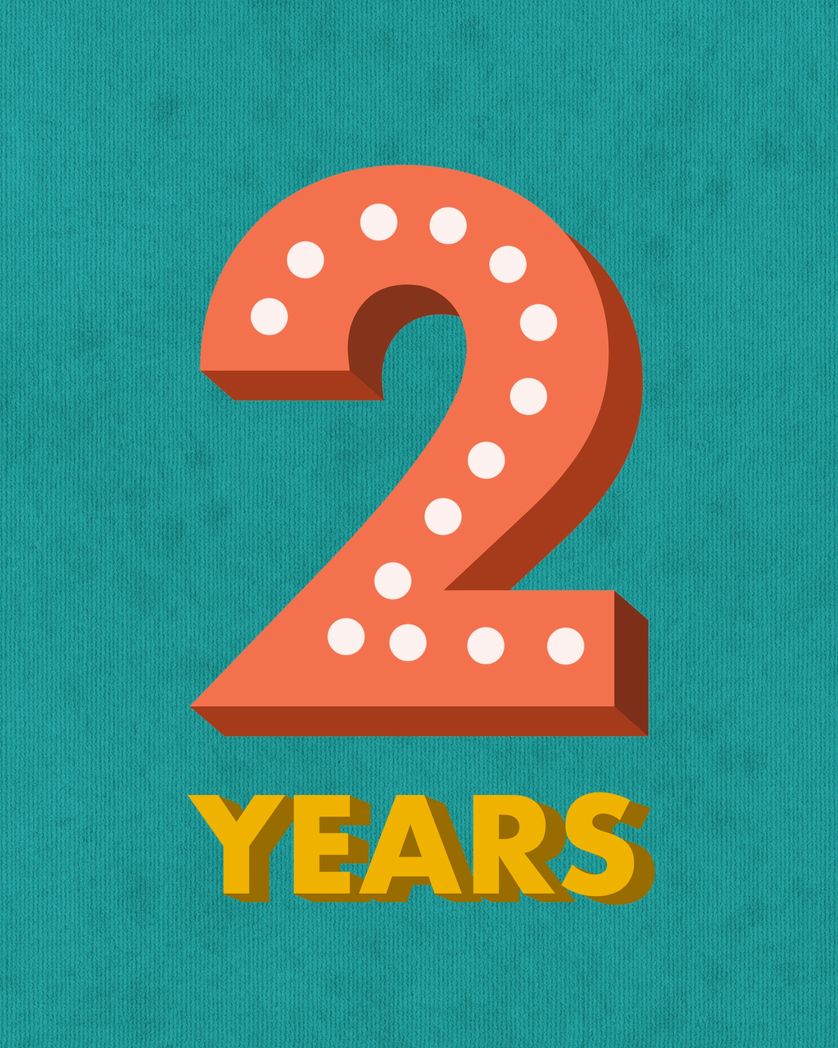 Card design "2 years work anniversary"