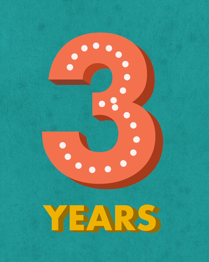 Card design "3 year work anniversary"