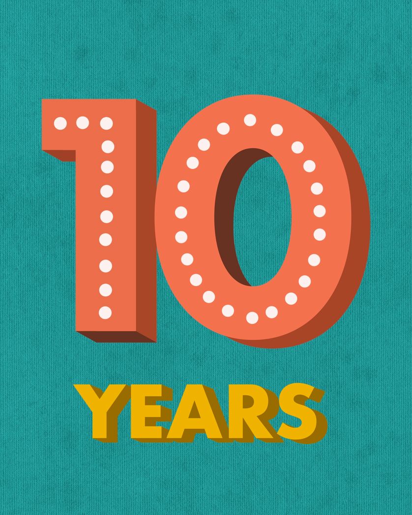Card design "10 years work anniversary"