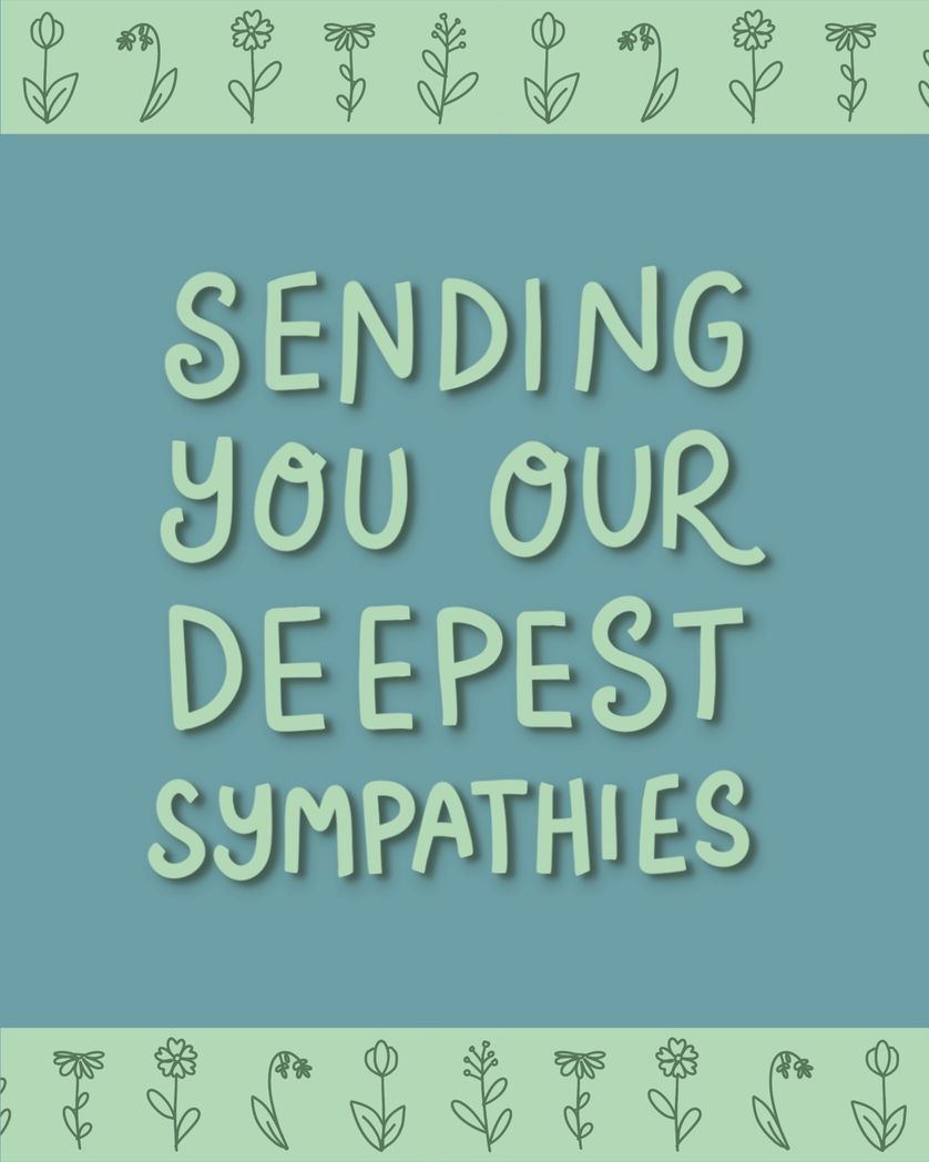 Card design "sending you our deepest sympathies"