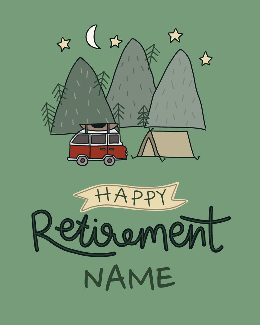Card design "happy retirement name"