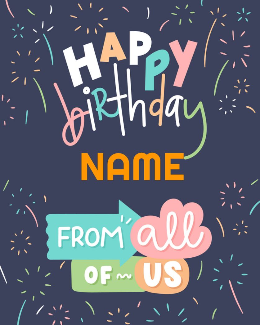 Card design "Personalised happy birthday from all of us card"