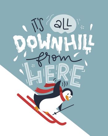 Use It's all downhill from here funny skiing farewell card