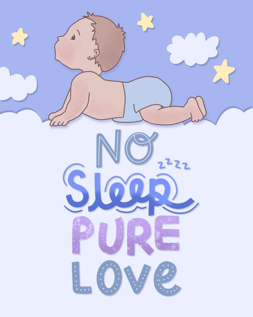 Card design "no sleep pure love - cute new baby greeting card"