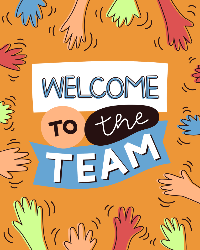 Card design "Welcome to the team - animated office greeting"