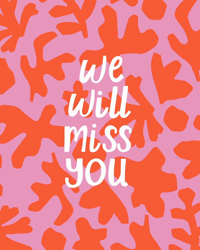 Card design "We will miss you - cut out pattern"