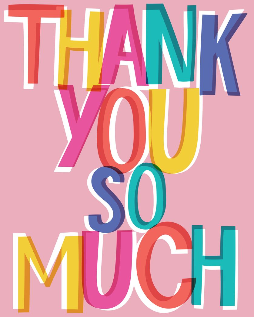 Card design "thank you so much - pink text"