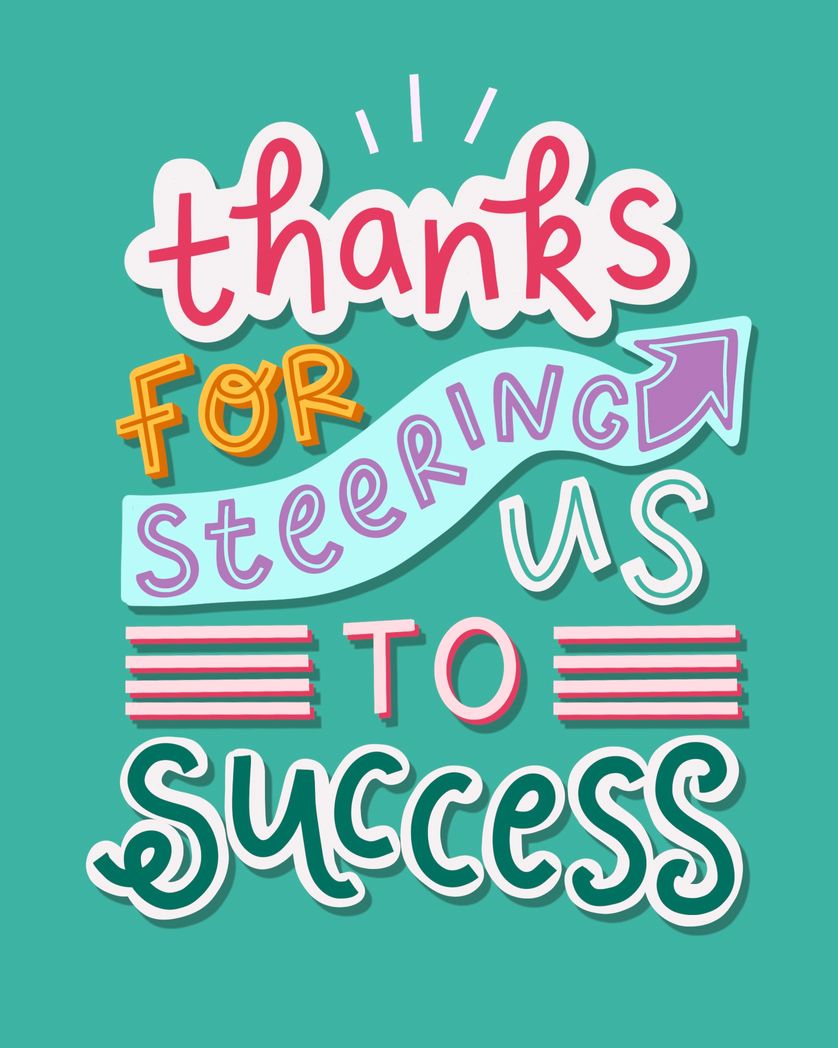 Card design "Thanks for steering us to success - boss day group card"