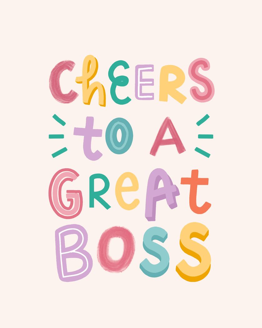 Card design "cheers to a great boss"