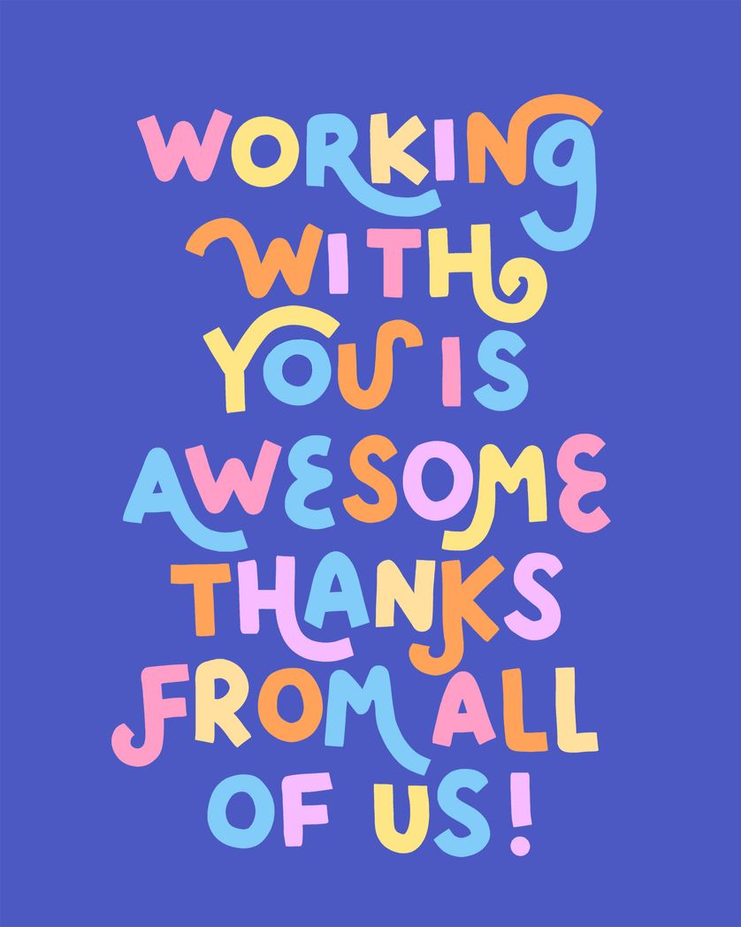 Card design "working with you is awesome - colleague appreciation card"