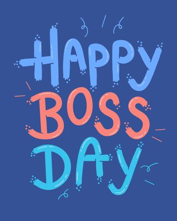Use happy boss day blue background greeting card