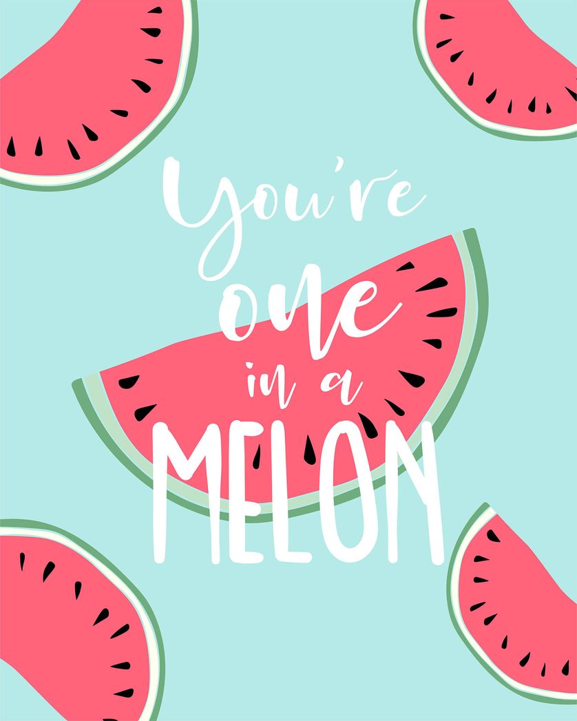 Card design "you're one in a melon - funny pun boss day card"