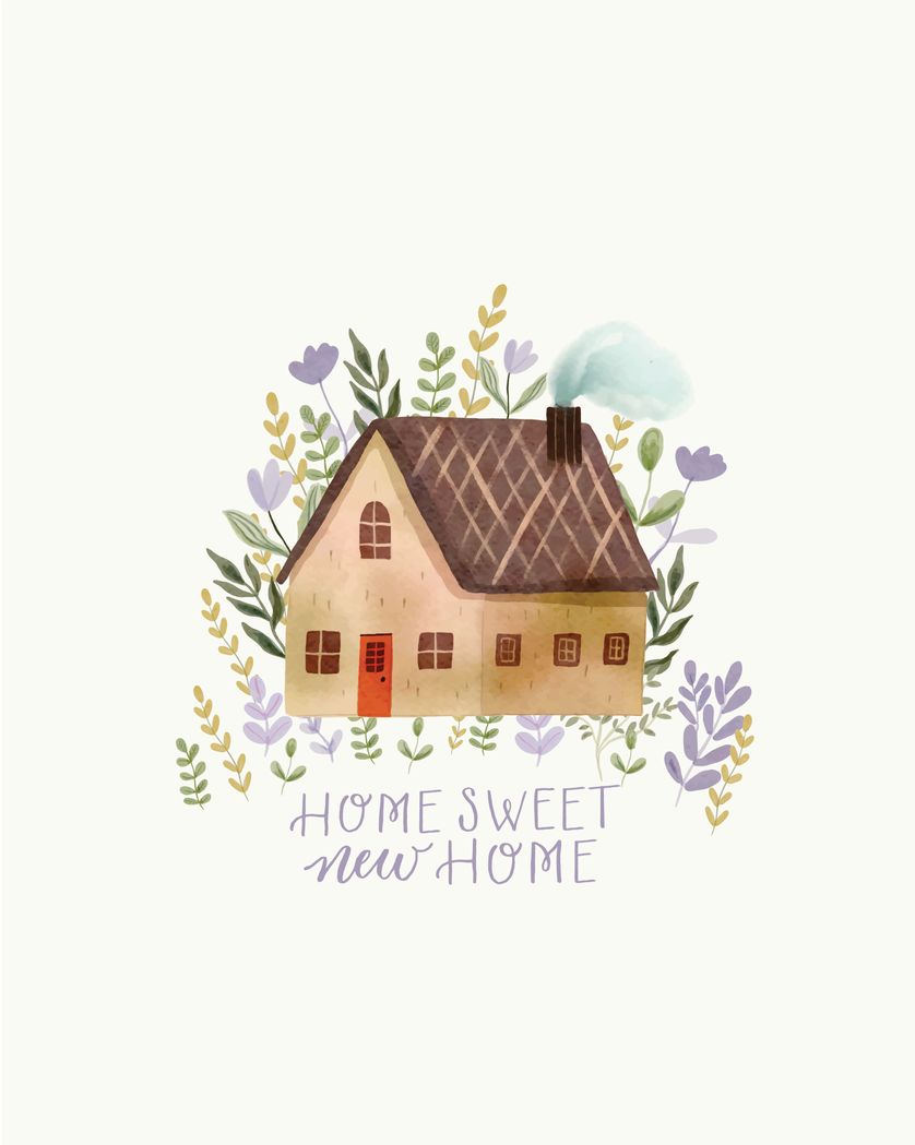 Card design "home sweet home - watercolour new home card"