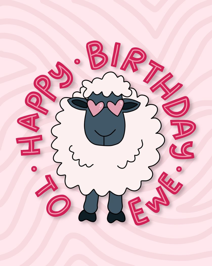 Card design "Happy birthday to ewe - birthday pun greeting card"