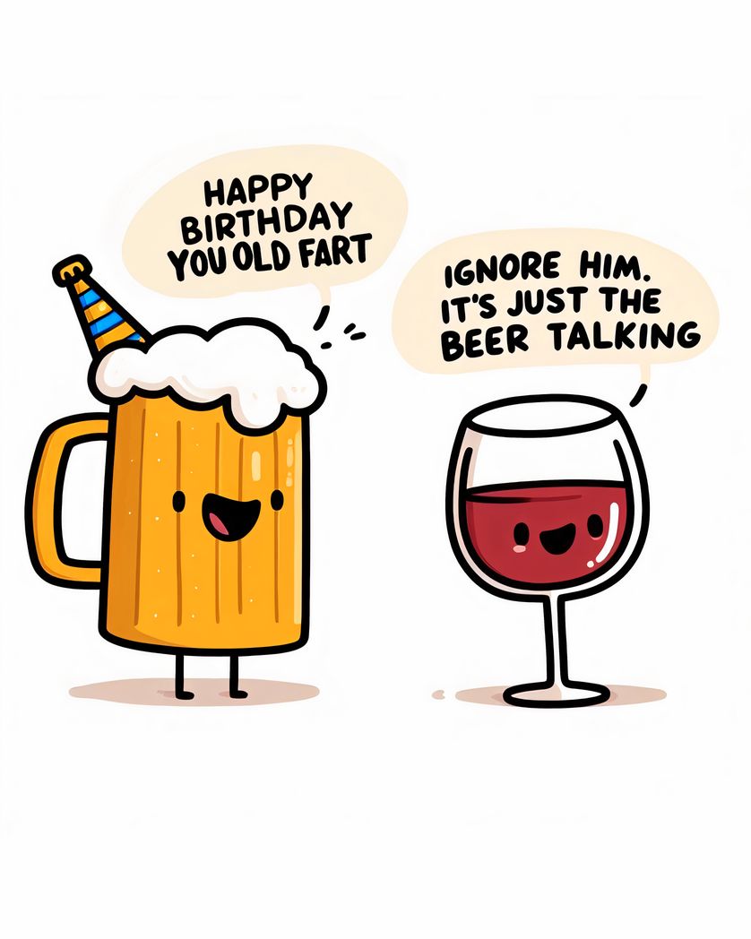 Card design "Happy birthday you old fart - funny birthday cartoon"