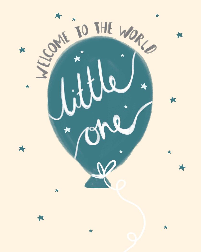 Card design "Welcome to the world little one - unisex new baby card"
