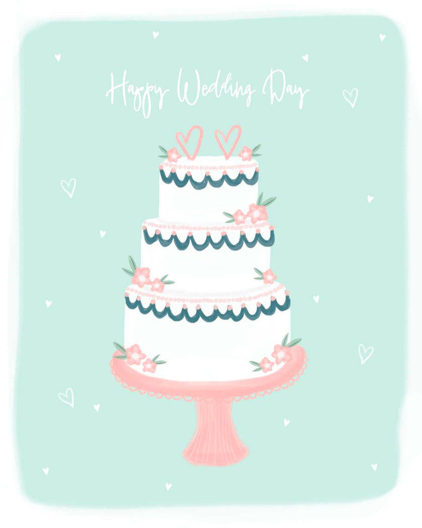 Card design "Happy wedding day - wedding cake card"