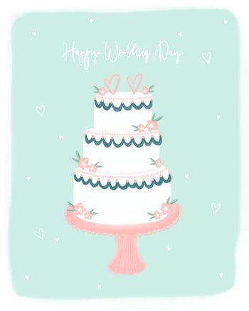 Use Happy wedding day - wedding cake card
