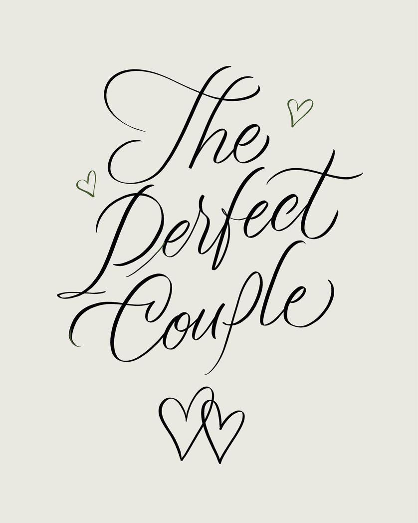 Card design "Perfect Couple - Wedding calligraphy card"