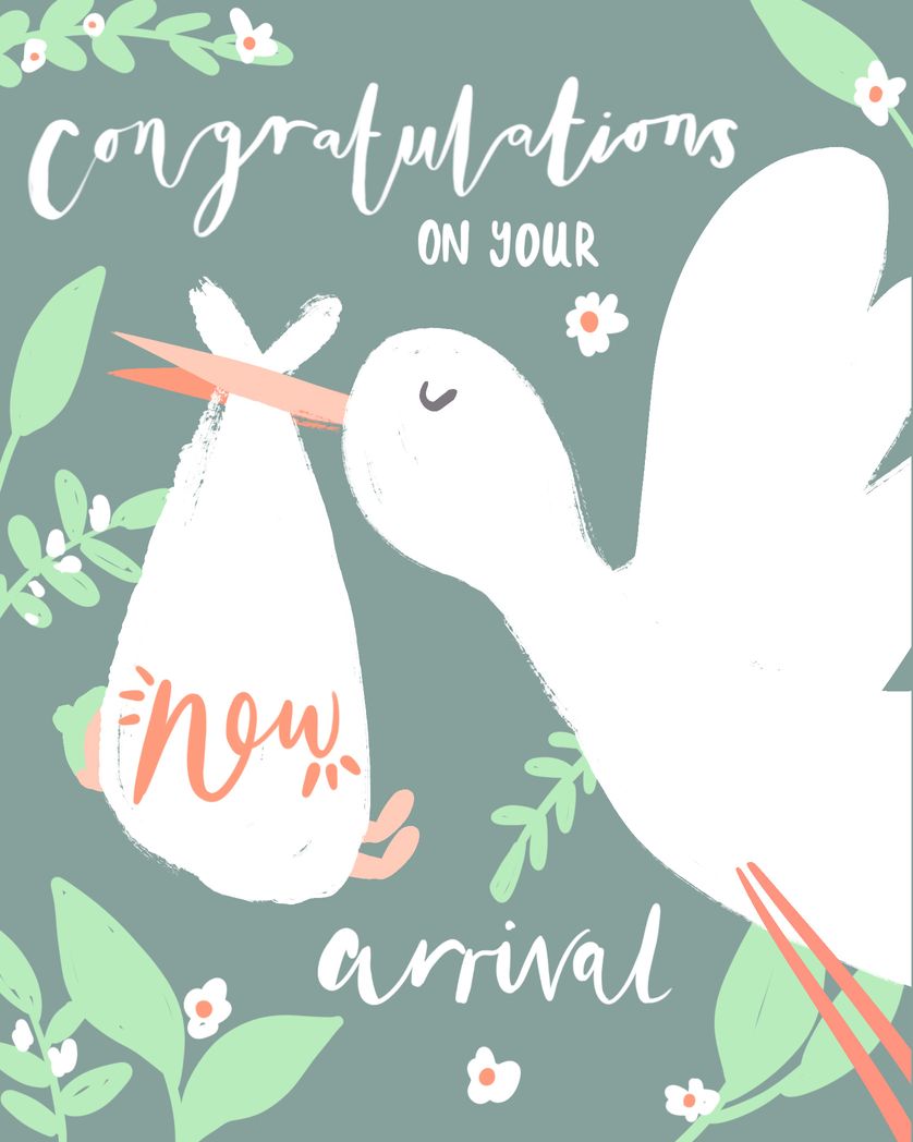 Card design "Congratulations on your arrival - new baby e card"