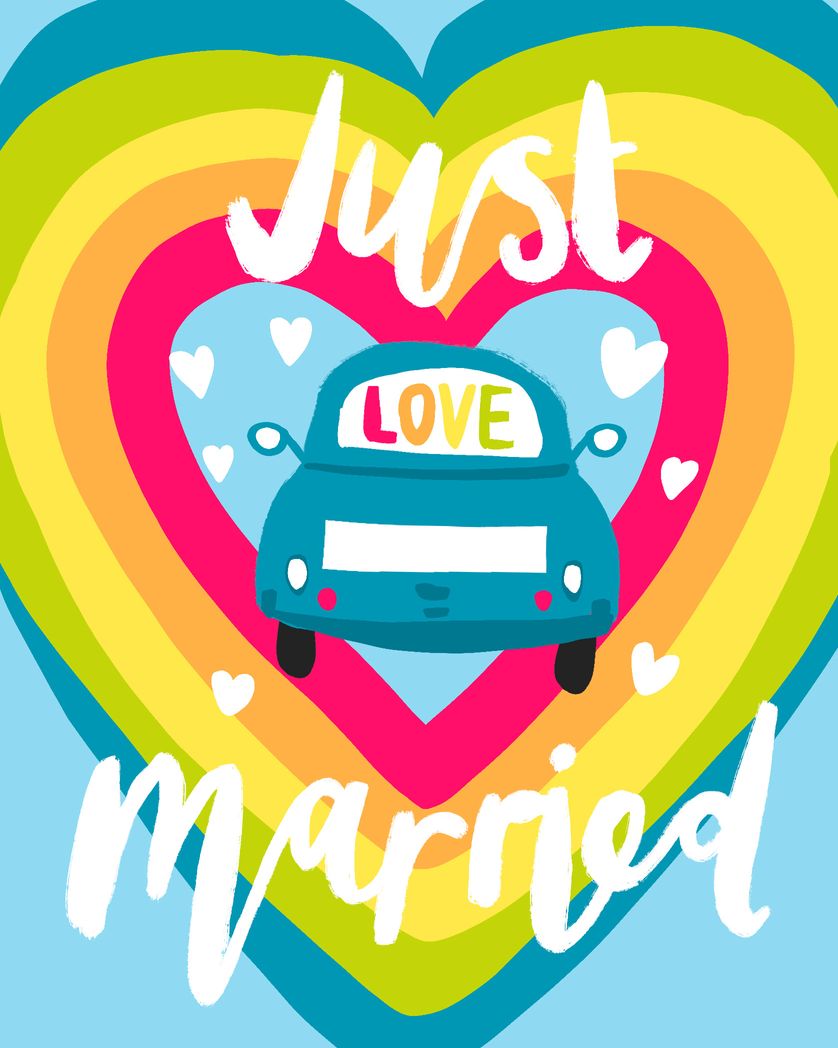 Card design "Just Married - Rainbow wedding card"