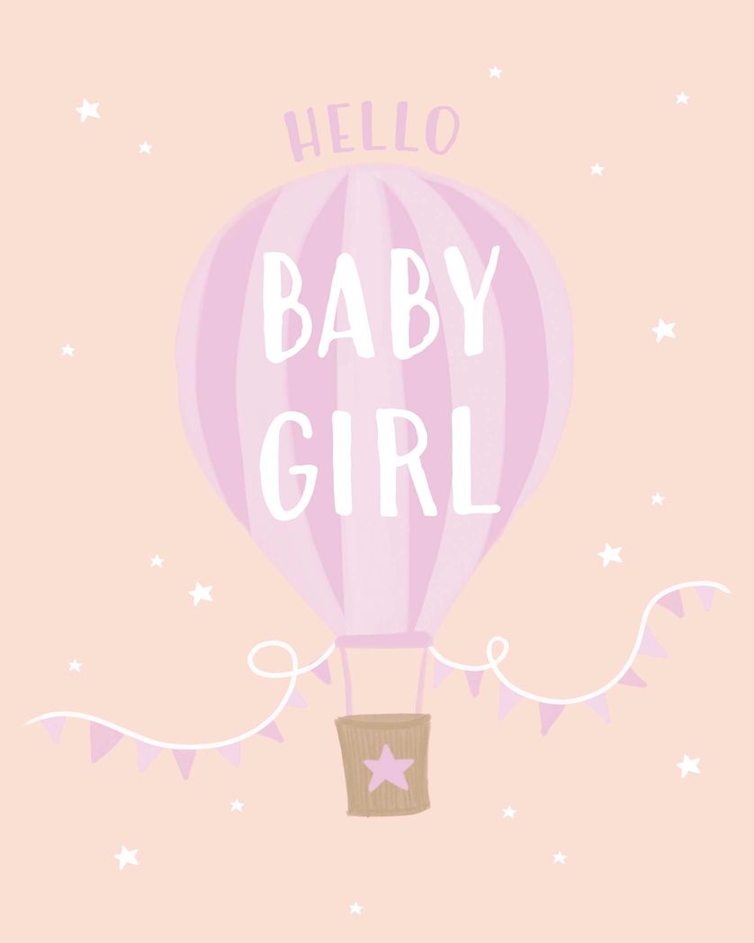 Card design "hello baby girl - girl new baby card"