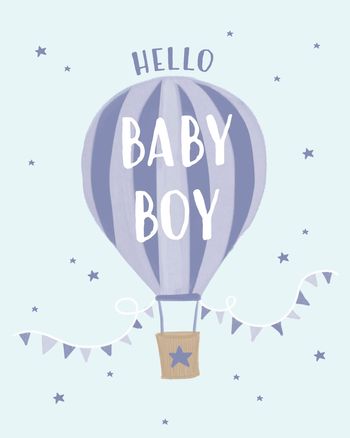 Use hello baby boy - boy new baby card