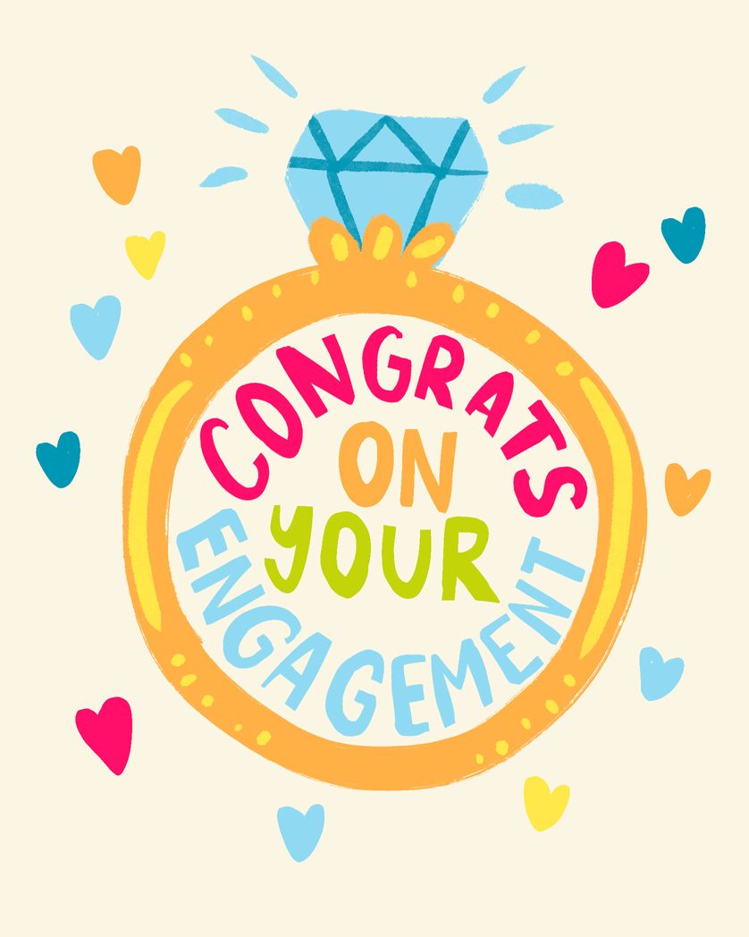 Card design "Congrats on your engagement - bright engagement card"