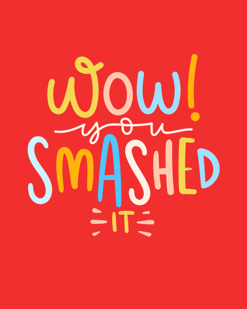 Card design "Wow you smashed it - motivational employee card"