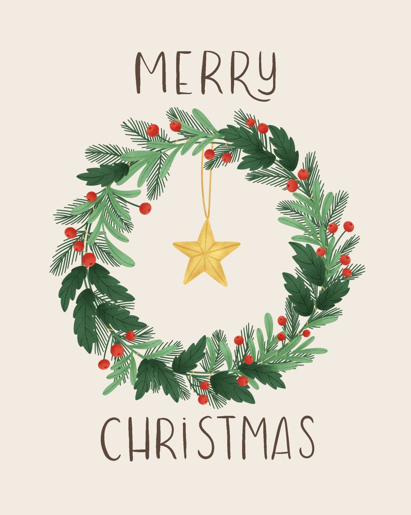 Card design "Merry Christmas wreath card traditional"