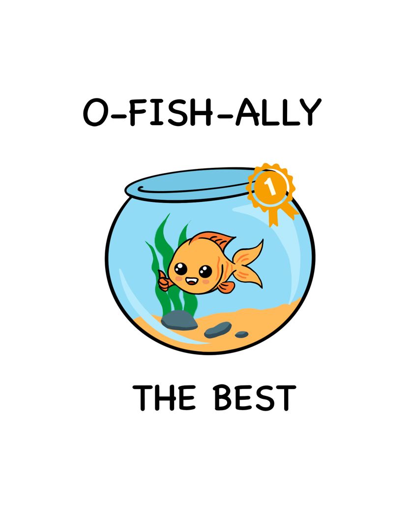 Card design "officially the best recognition card fish tank"