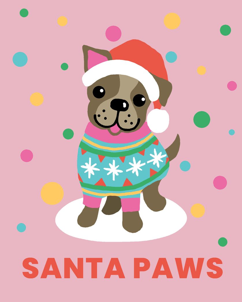 Card design "Santa Paws dog christmas card"