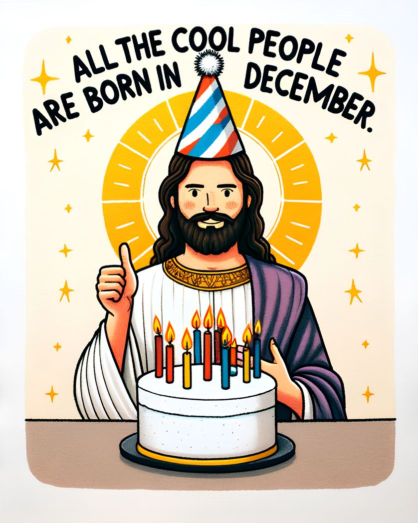 Card design "Funny December birthday card - all the cool people are born in December"