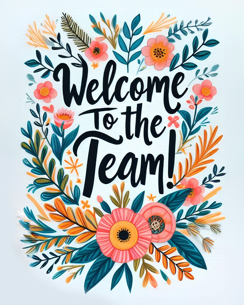 Card design "Floral welcome to the team greeting card"