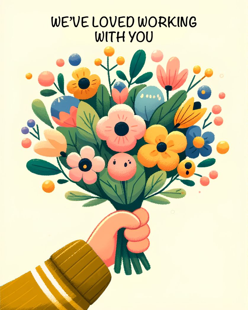 Card design "Bunch of flowers - farewell card for a colleague"