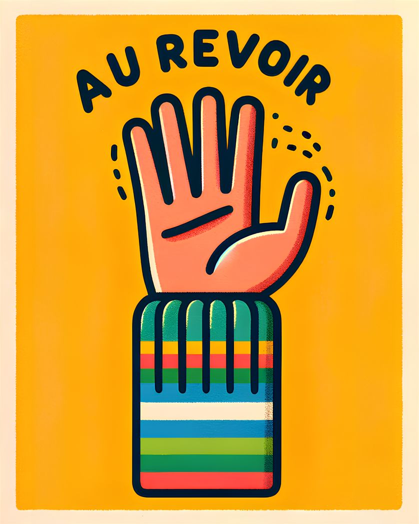 Card design "Au Revoir - leaving card in French "