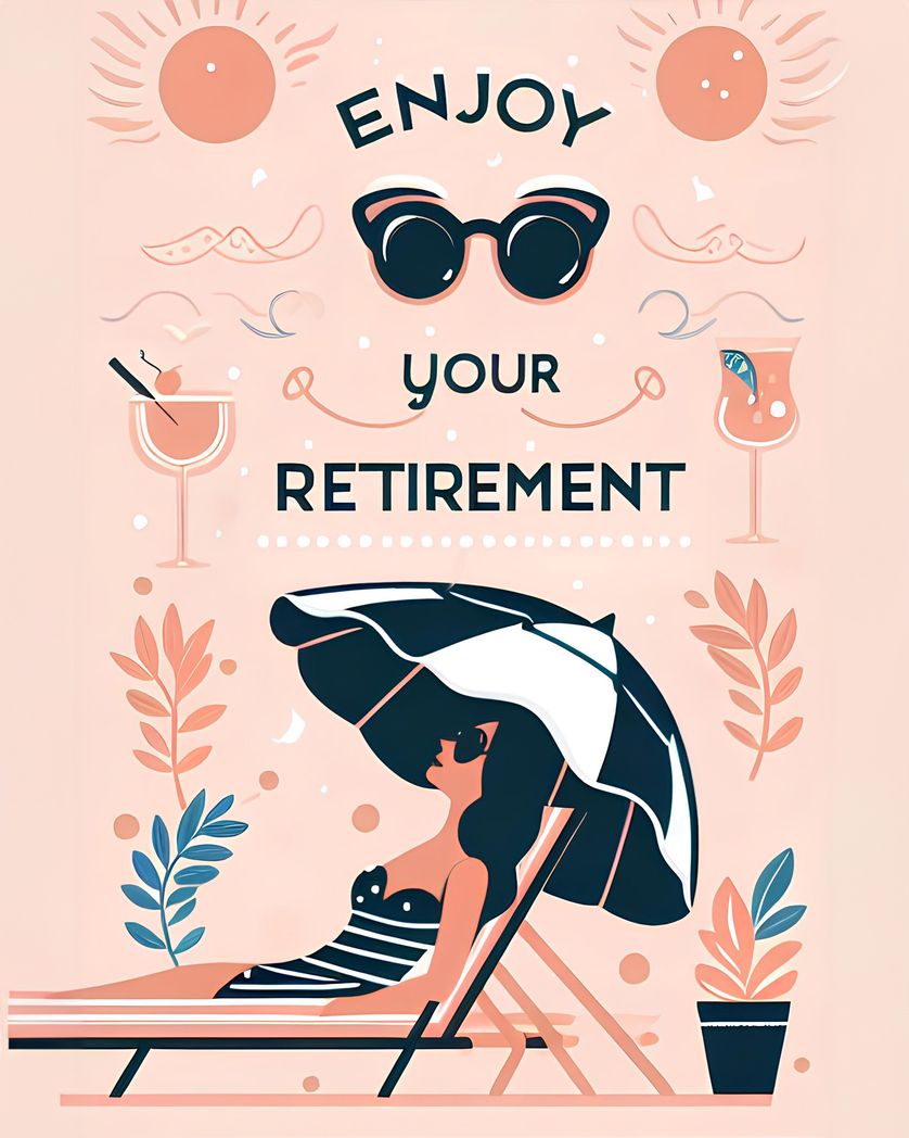 Card design "Feminine retirement card - enjoy your retirement"