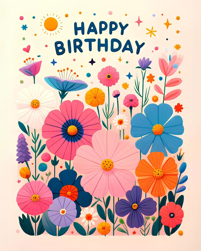 Card design "Happy birthday flowers greeting card"