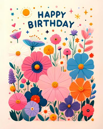 Use Happy birthday flowers greeting card