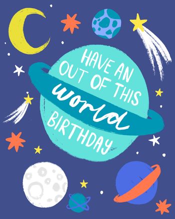 Use Planets space birthday card