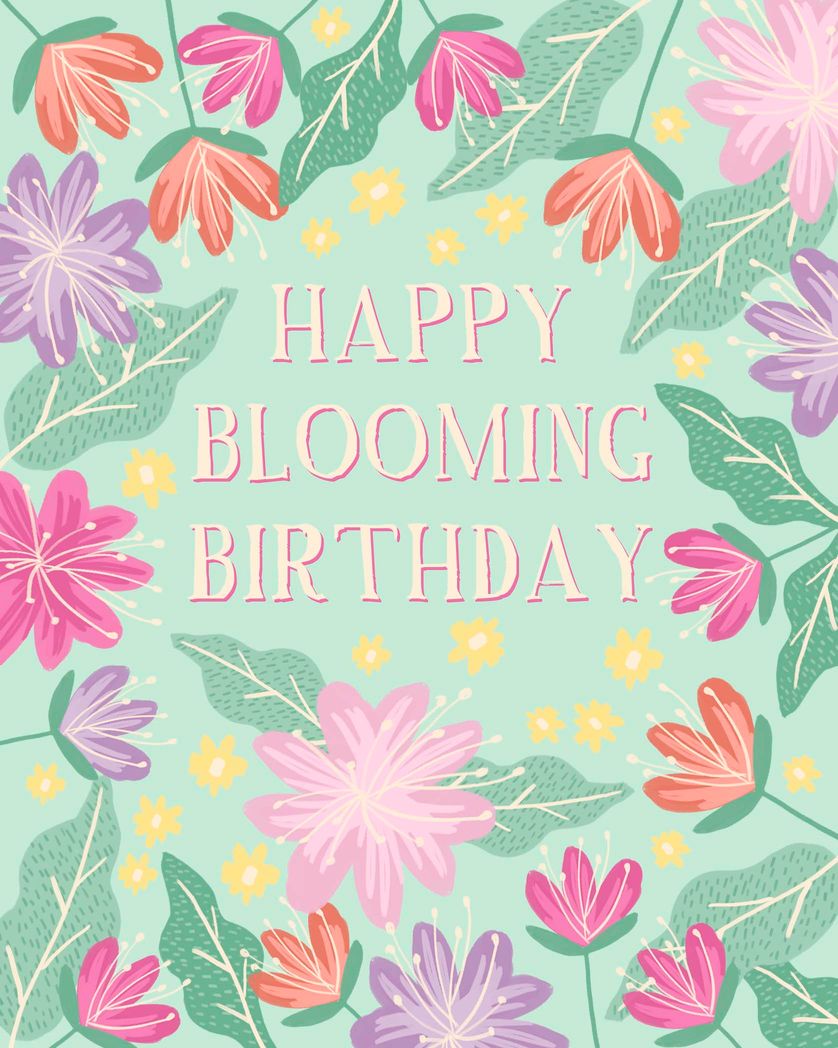 Card design "Blooming birthday floral card"