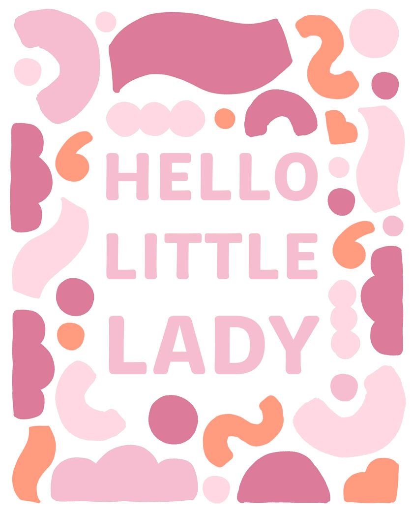 Card design "Hello little lady new baby girl card"