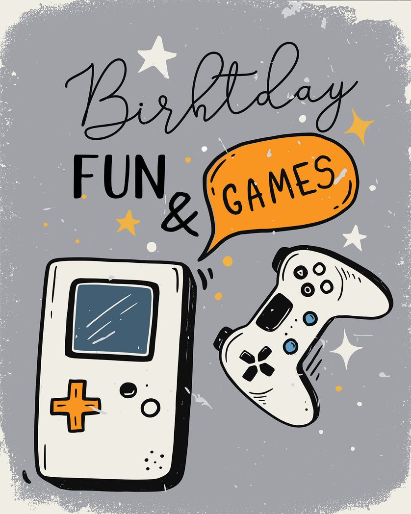 Card design "Birthday fun and games gaming card"