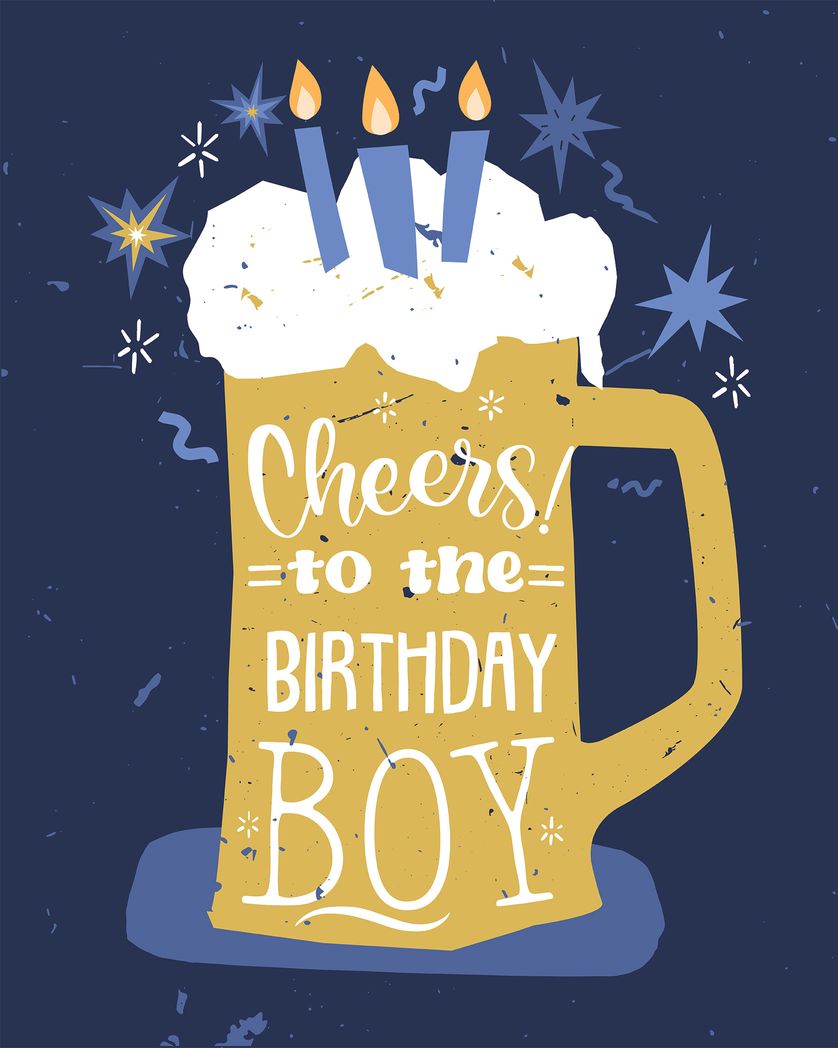 Card design "Cheers to the birthday boy beer card"