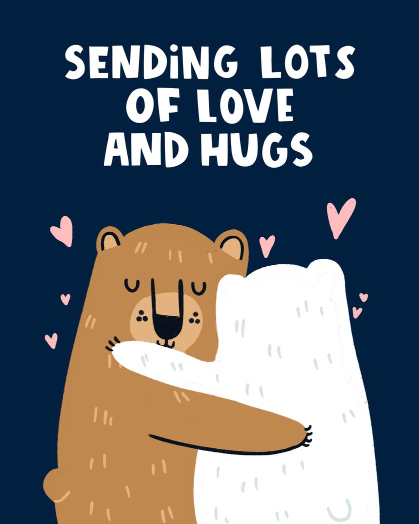 Card design "Sending lots of love and hugs"