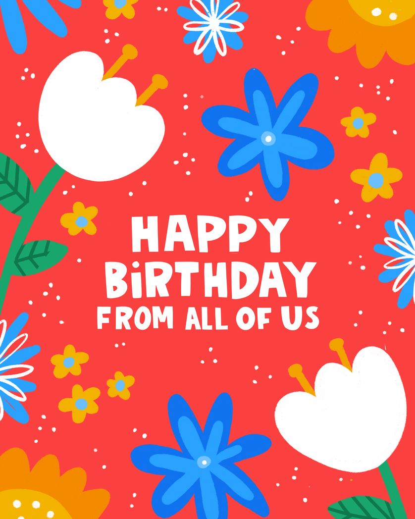 Card design "Happy birthday from all of us - floral group greeting card"